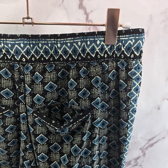 By Anthropologie Pants Womens Small Blue High Rise Pull On Crop Capri Diamond - Picture 10 of 10